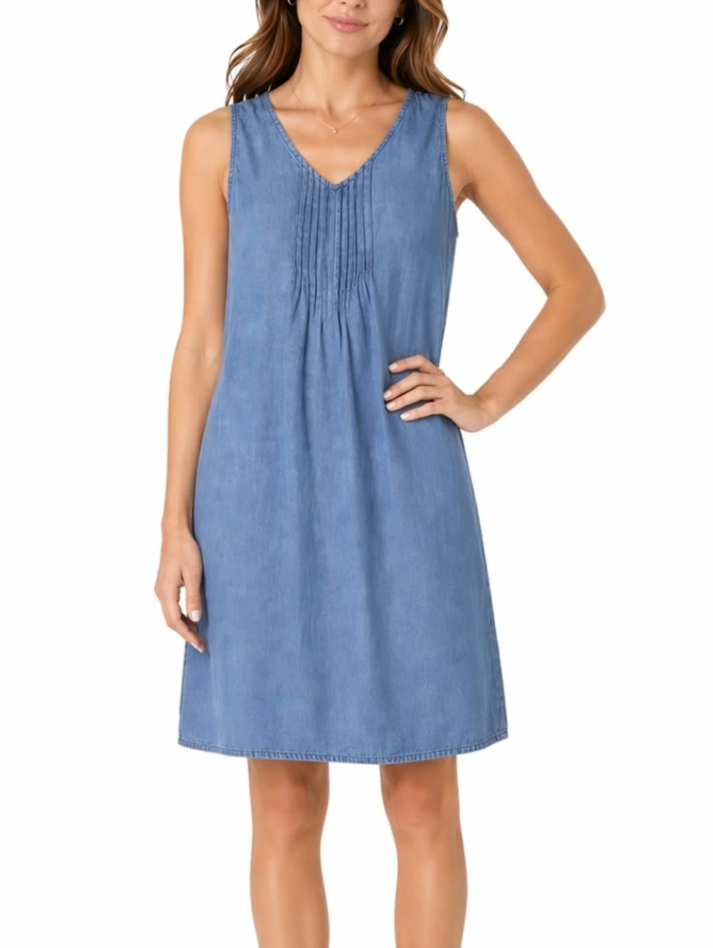 Artisan NY 100% Linen Sleeveless V-Neck Knee Length Summer Casual Shift …